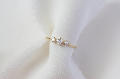 Three Princess Cut CZ Ring