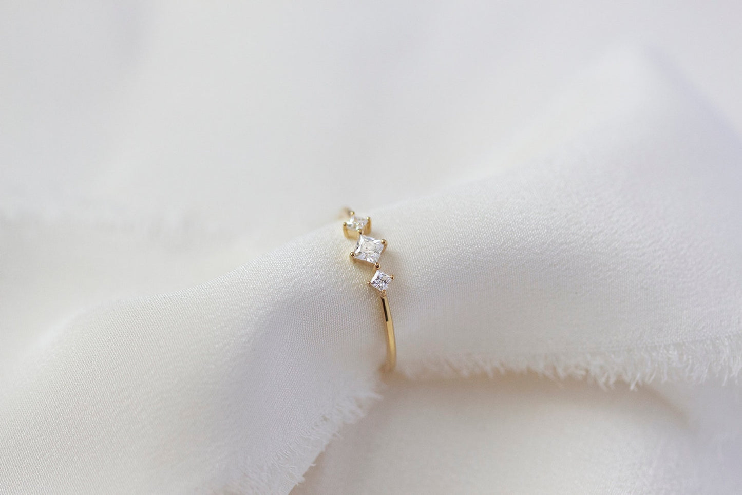 Three Princess Cut CZ Ring