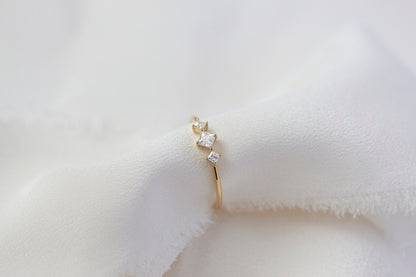 Three Princess Cut CZ Ring