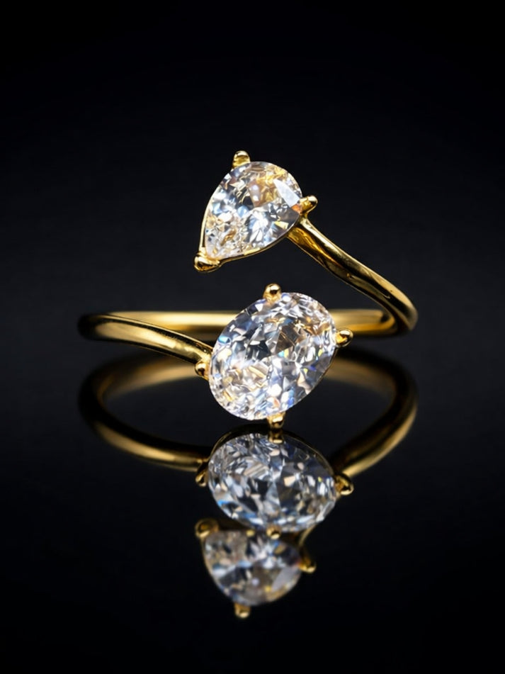 Oval and Pear Bypass Two-Stone Ring
