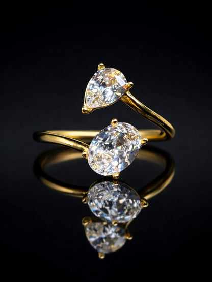 Oval and Pear Bypass Two-Stone Ring