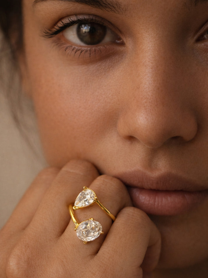 Oval and Pear Bypass Two-Stone Ring
