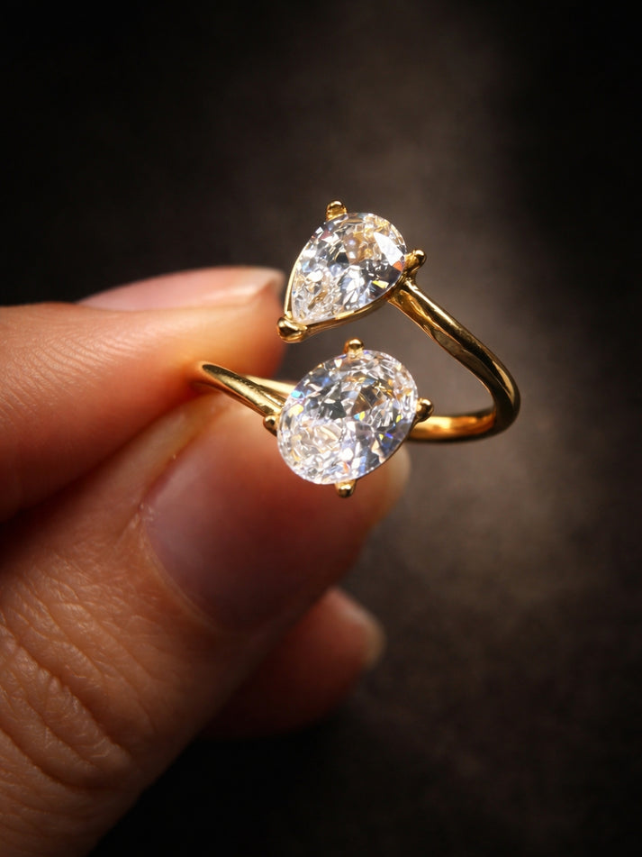 Oval and Pear Bypass Two-Stone Ring