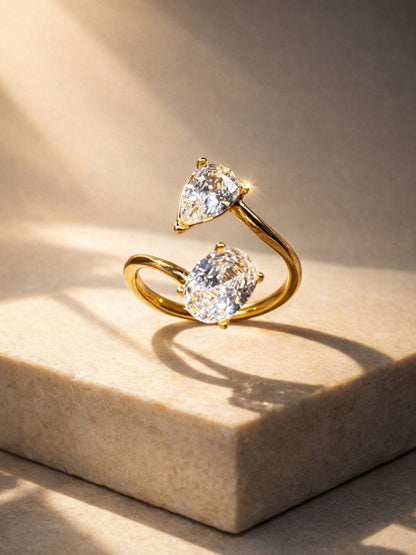 Oval and Pear Bypass Two-Stone Ring