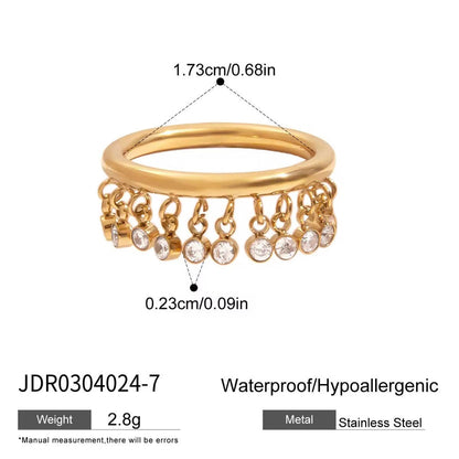 Dangling Bezel Crystal Fringe Ring