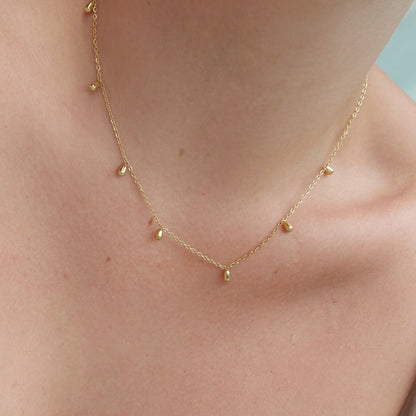 Gold Teardrop Fringe Necklace