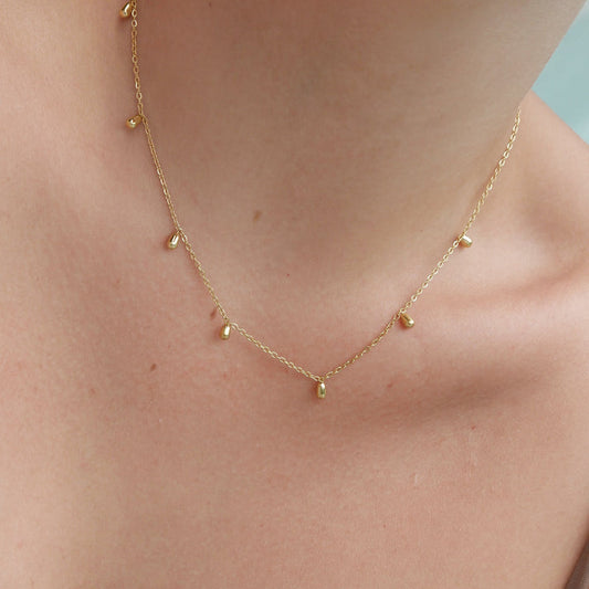 Gold Teardrop Fringe Necklace