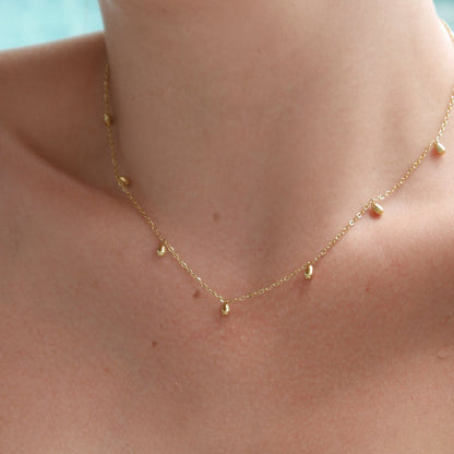 Gold Teardrop Fringe Necklace
