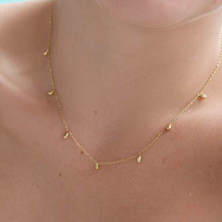 Gold Teardrop Fringe Necklace