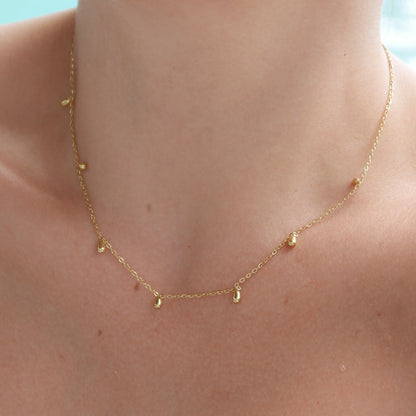 Gold Teardrop Fringe Necklace