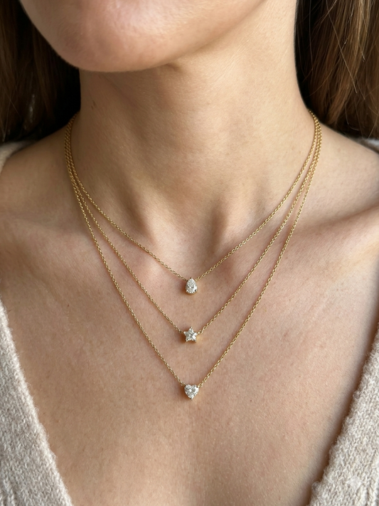 3 Layer Crystal Solitaire Necklace