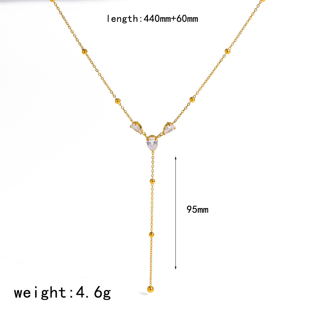 Pear Crystal Lariat Necklace