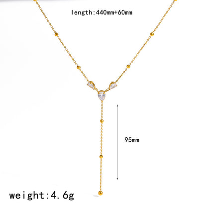 Pear Crystal Lariat Necklace