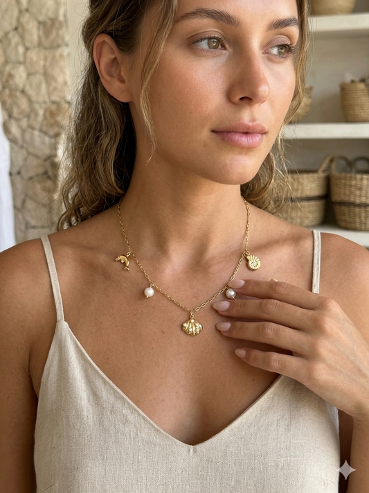 Ocean Charm Pearl Necklace