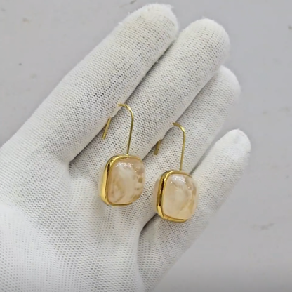 Stone Cushion Drop Earrings