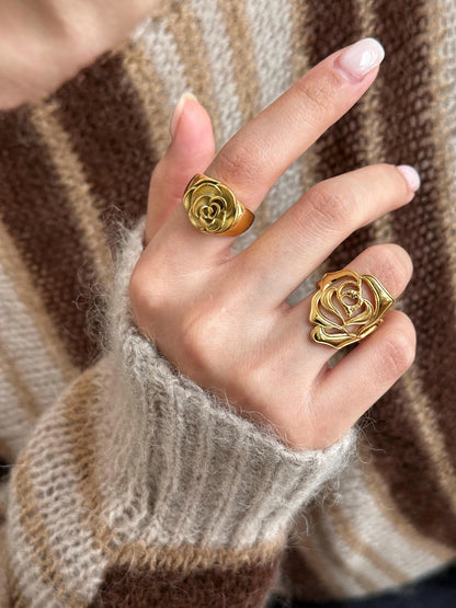 Open Rose Cutout Statement Ring