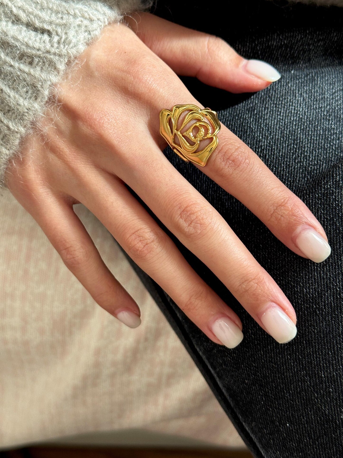Open Rose Cutout Statement Ring