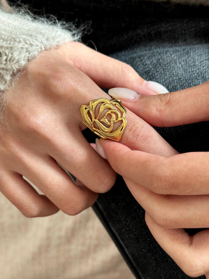 Open Rose Cutout Statement Ring