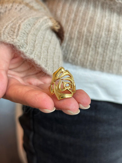 Open Rose Cutout Statement Ring