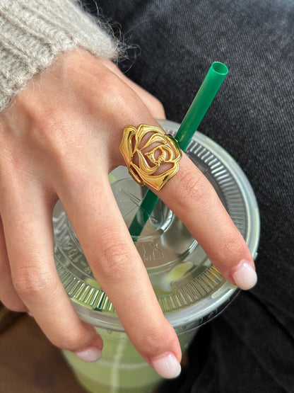Open Rose Cutout Statement Ring