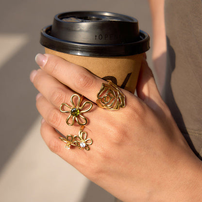 Open Rose Cutout Statement Ring