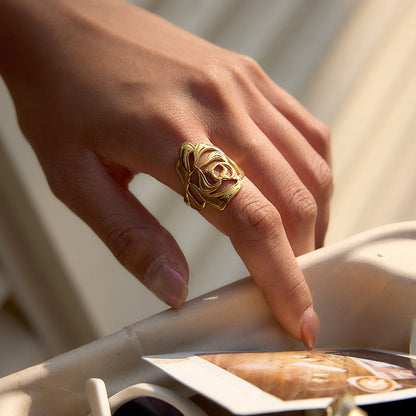 Open Rose Cutout Statement Ring