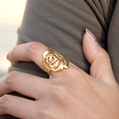 Open Rose Cutout Statement Ring