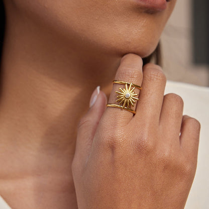 Sunburst CZ Statement Ring
