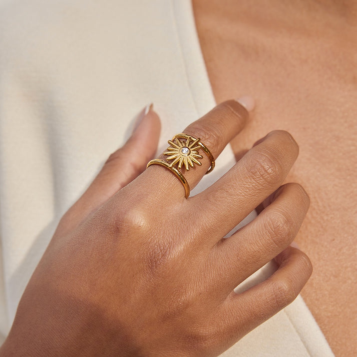 Sunburst CZ Statement Ring