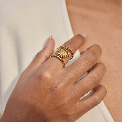 Sunburst CZ Statement Ring