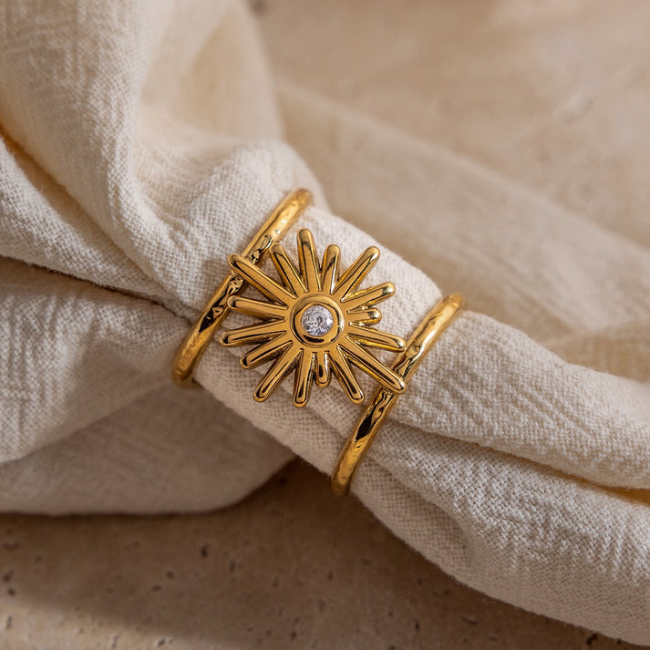 Sunburst CZ Statement Ring