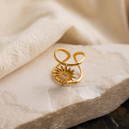 Sunburst CZ Statement Ring