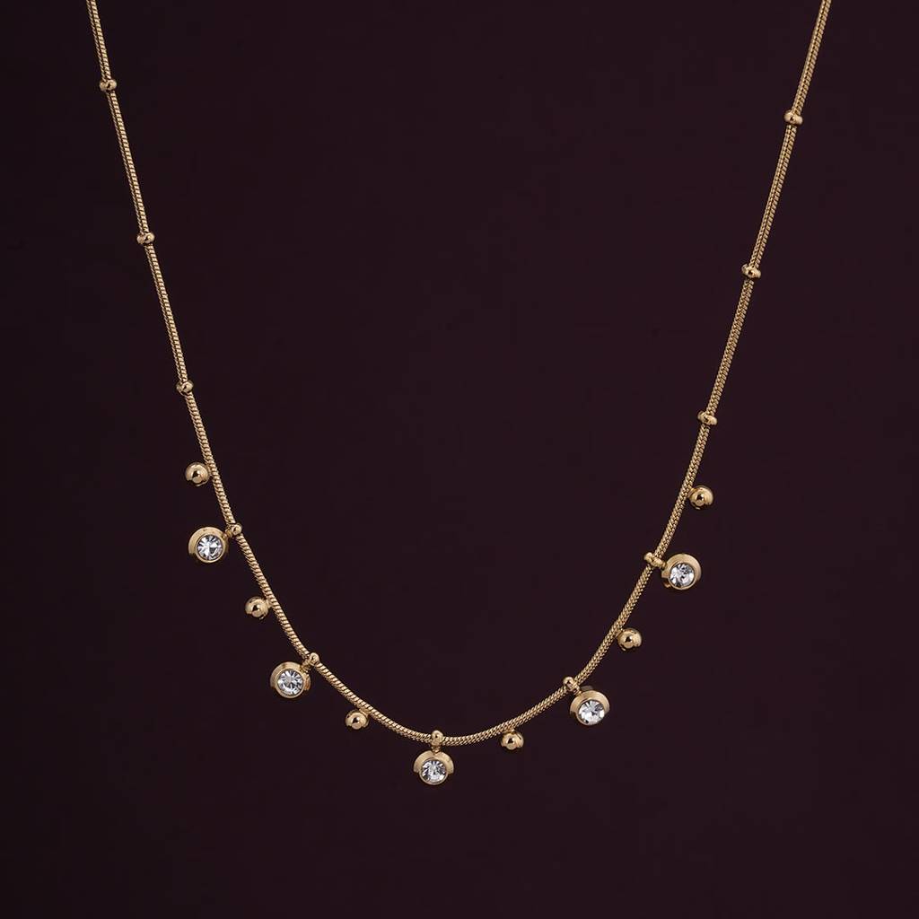 Crystal Bezel Fringe Necklace