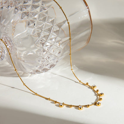 Crystal Bezel Fringe Necklace