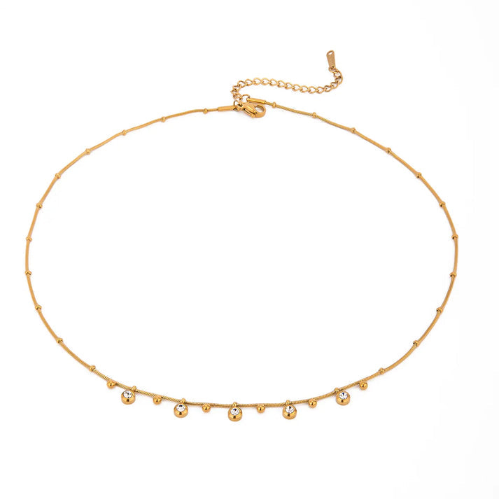 Crystal Bezel Fringe Necklace
