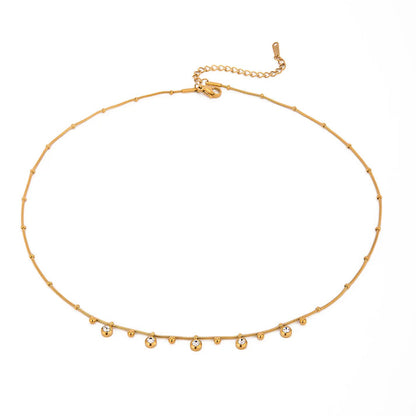Crystal Bezel Fringe Necklace
