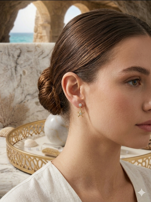 Starfish Crystal Drop Earrings