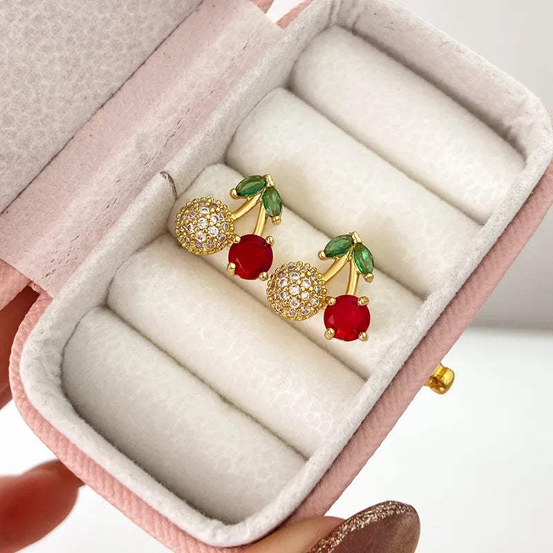 Cherry CZ Stud Earrings