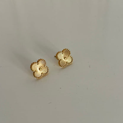 Textured Gold Clover Stud Earrings