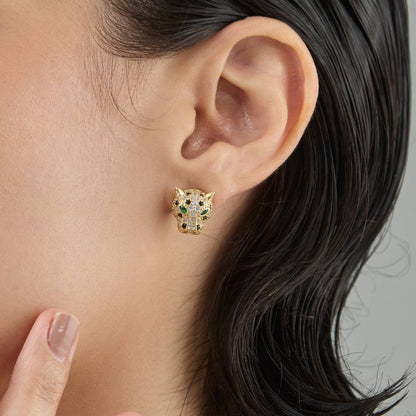 Leopard Head CZ Stud Earrings