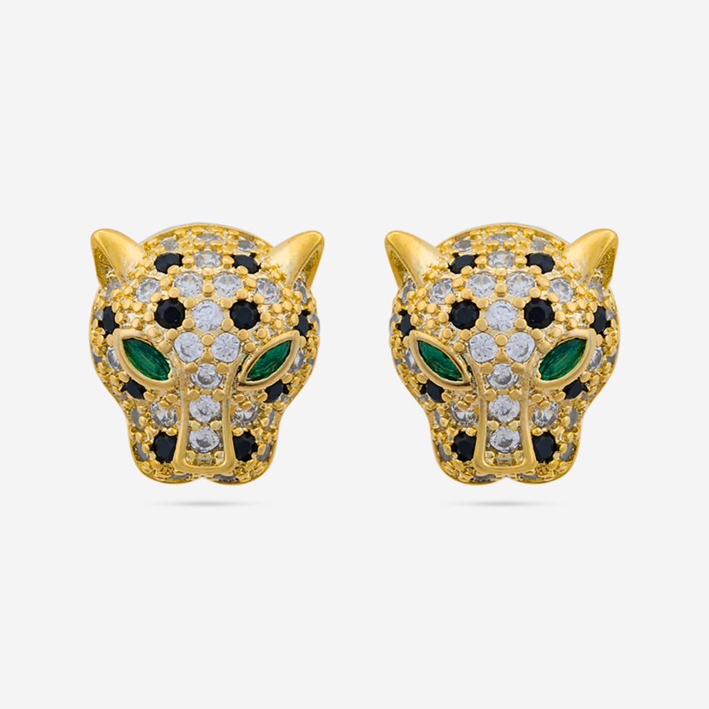 Leopard Head CZ Stud Earrings