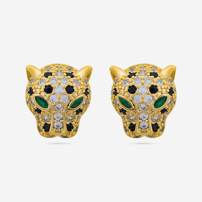 Leopard Head CZ Stud Earrings
