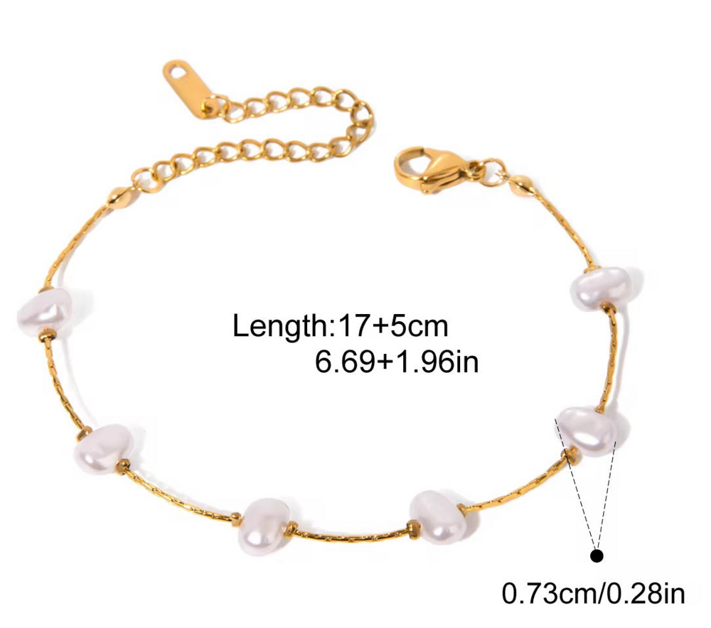 Pearl Station Gold Chain Bracelet
