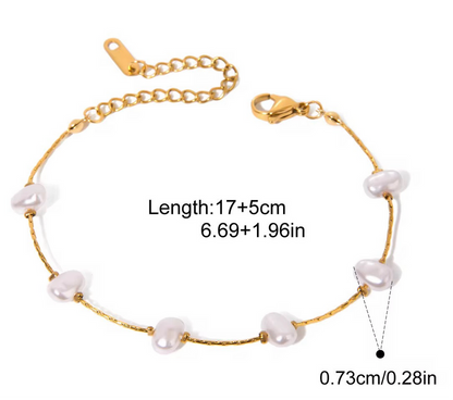 Pearl Station Gold Chain Bracelet