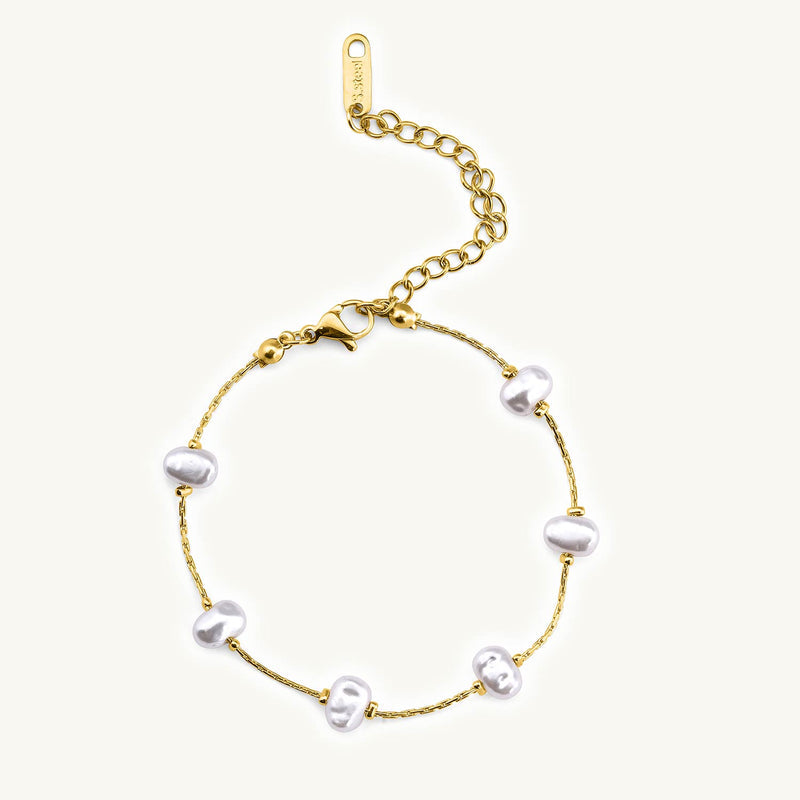 Pearl Station Gold Chain Bracelet