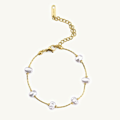 Pearl Station Gold Chain Bracelet