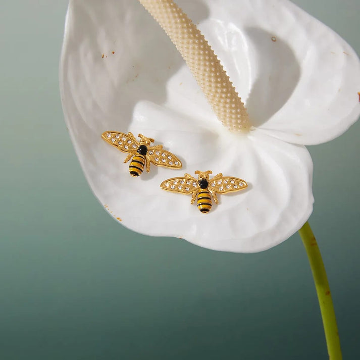 Bee CZ Stud Earrings