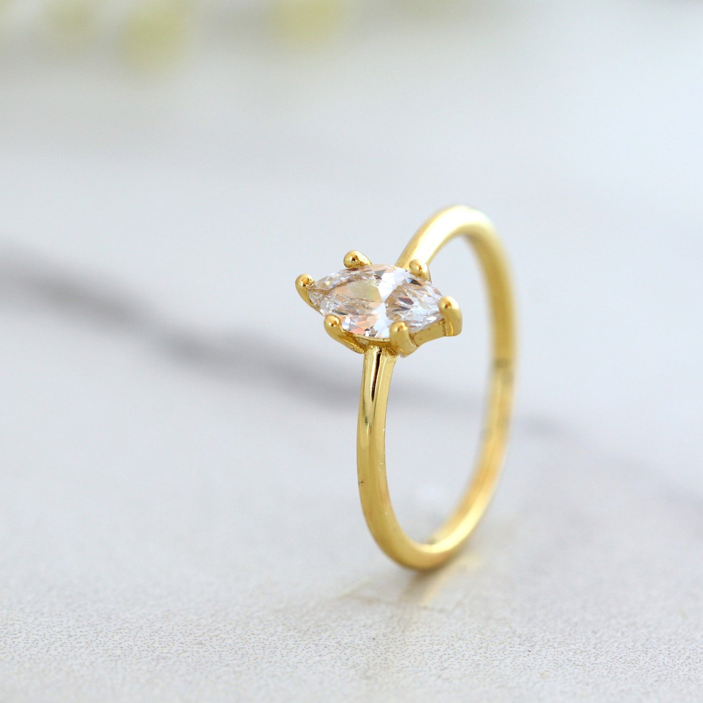 Marquise CZ Solitaire Ring
