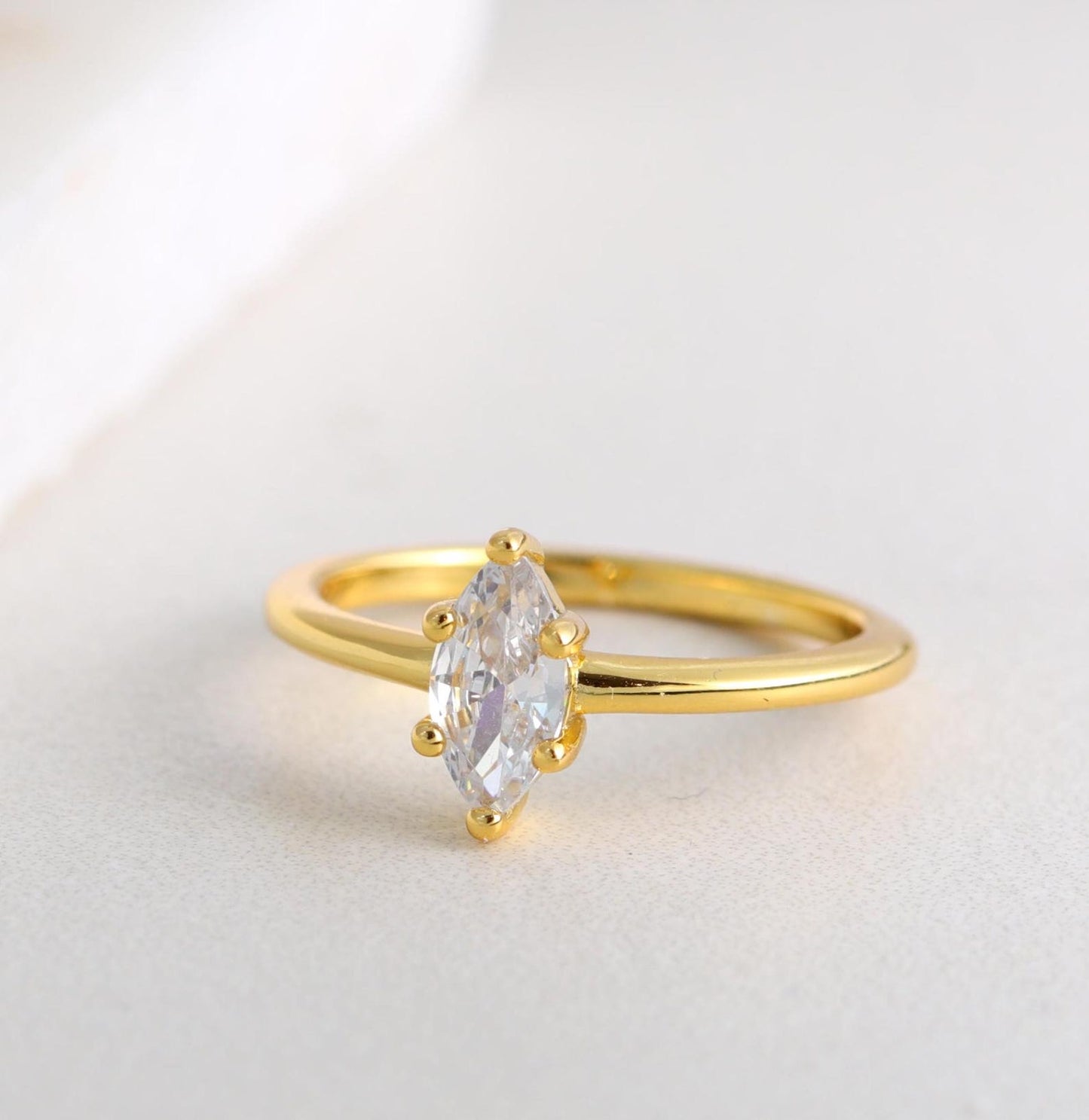 Marquise CZ Solitaire Ring