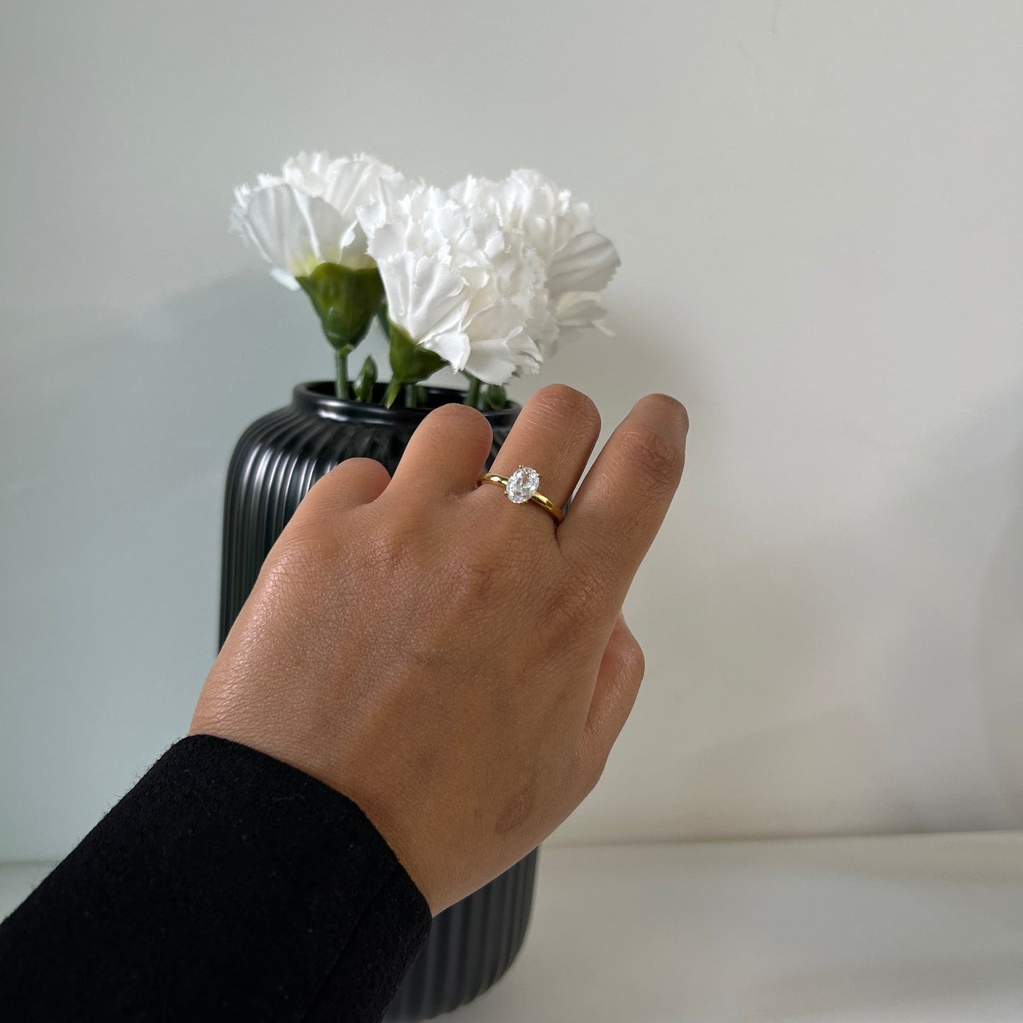 Oval CZ Solitaire Ring